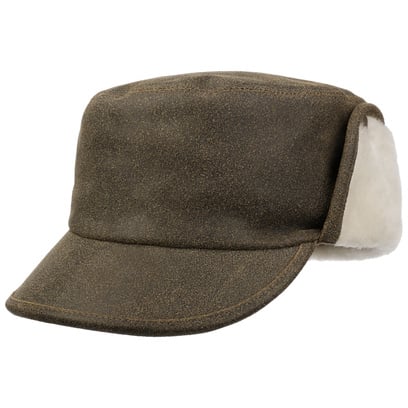 Leder Armycap mit Ohrenklappen by Lierys