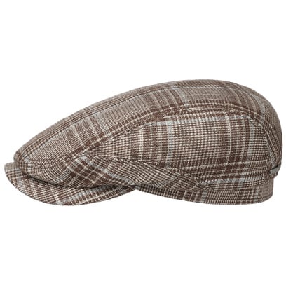 Wool Silk Check Flatcap by Stetson