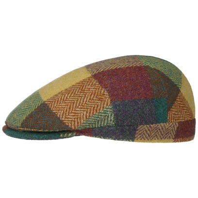 Herringbone Harris Tweed Colour Check Flatcap