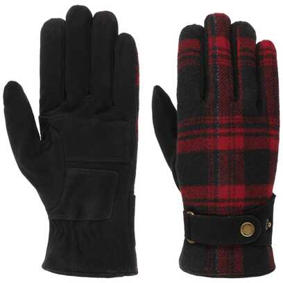 Goat Suede Woolen Check Handschuhe by Stetson