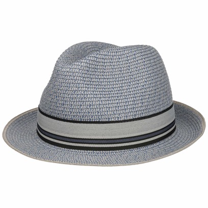 Striped Band Fedora Strohhut