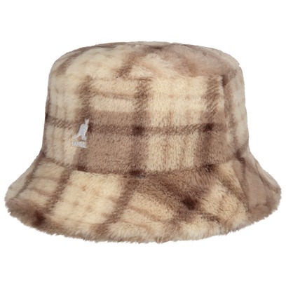 Multi Plaid Faux Fur Bucket Stoffhut by Kangol