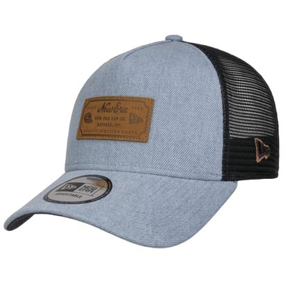 Denim Leather Patch Trucker Cap by New Era